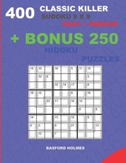 400 classic Killer sudoku 9 x 9 EASY - MEDIUM + BONUS 250 Hidoku puzzles