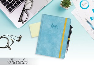 Užrašų knyga su guma A5 80g linija PASTELIX