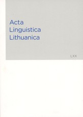 Acta Linguistica Lithuanica 70 (LXX)