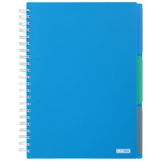 Sąsiuvinis su spirale, plastikiniu viršeliu BRIGHT A4 120lap., lang., mėlynas