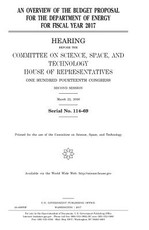 An overview of the budget proposal for the Department of Energy for fiscal year 2017