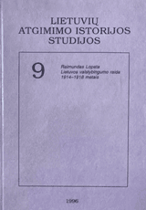 Lietuvių atgimimo istorijos studijos 9