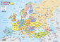 Europos politinis žemėlapis (su šalių vėliavomis, A4)