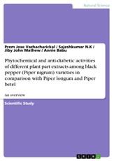 Phytochemical and anti-diabetic activities of different plant part extracts among black pepper (Piper nigrum) varieties in comparison with Piper longum and Piper betel
