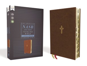 Nasb, Thinline Bible, Large Print, Leathersoft, Brown, Red Letter Edition, 1995 Text, Thumb Indexed, Comfort Print