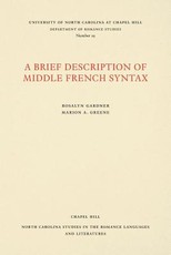 A Brief Description of Middle French Syntax
