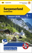 KuF Schweiz Wanderkarte 30 Sarganserland, Liechtenstein 1 : 60 000 / Matt laminiert