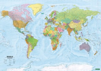 freytag & berndt Poster World map, political - physical, english 1:20 Mio.