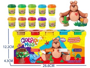 Spalvoto plastilino modelino rinkinys vaikams „Color Mud“, 10 spalvų