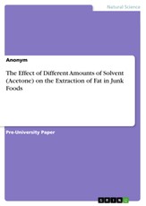 The Effect of Different Amounts of Solvent (Acetone) on the Extraction of Fat in Junk Foods