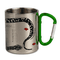 Metalinis puodelis „Magnetinė sala. Morzės abėcėlė“, su žalia ąsele–karabinu, 300 ml