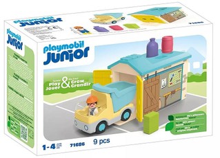 PLAYMOBIL Junior figūrėlių rinkinys 71686 – statybinis sunkvežimis su garažu