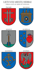Lipdukų rinkinys su Lietuvos miestų herbais. (Žagarė)