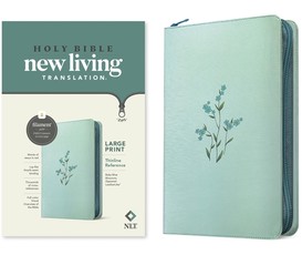 NLT Large Print Thinline Reference Zipper Bible, Filament Enabled (Leatherlike, Baby Blue Blossoms, Red Letter)