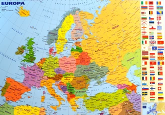 Stalinis Europos politinis ir gamtinis žemėlapis. Dvipusis, laminuotas.