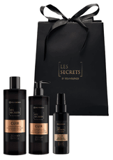 Dovanų rinkinys EQUIVALENZA kūno losjonas Les Secrets CUIR + dušo želė Les Secrets CUIR + plaukų dulksna Les Secrets CUIR