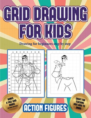 Drawing for beginners step by step (Grid drawing for kids - Action Figures)