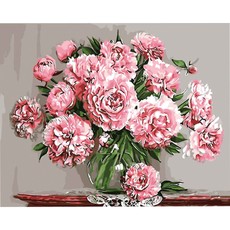 Tapyba pagal skaičius „Pivonijos“, su akriliniais dažais