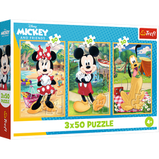 TREFL DISNEY MICKEY MOUSE Dėlionių rinkinys „Peliuko atostogos“, 3 x 50 det.