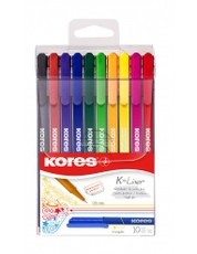 Rašiklių rinkinys KORES K-LINER 0,4 mm 10 spalvų