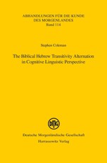 The Biblical Hebrew Transitivity Alternation in Cognitive Linguistic Perspective