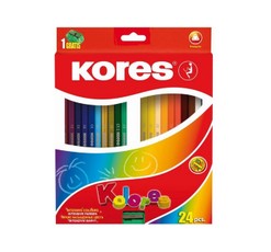 Spalvoti pieštukai su drožtuku KORES 24 sp.