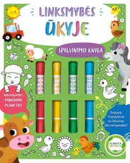 Linksmybės ūkyje. Spalvinimo knyga su dvipusiais flomasteriais