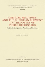 Critical Reactions and the Christian Element in the Poetry of Pierre de Ronsard