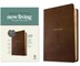 NLT Large Print Thinline Center-Column Reference Bible, Filament Enabled (Leatherlike, Brown Holy Cross, Red Letter)