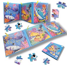 Dėlionė-knyga vaikams vandens gyvūnai. 75 detalės, 3 paveiksliukai