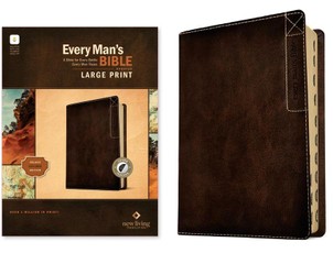 NLT Every Man's Bible, Large Print, Filament Enabled, Deluxe Explorer Edition (Leatherlike, Rustic Brown, Indexed, Red Letter)