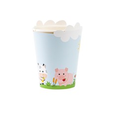Vienkartiniai puodeliai su dekoratyviniais apvalkalais „Happy Farm“, 250 ml, 8 vnt.