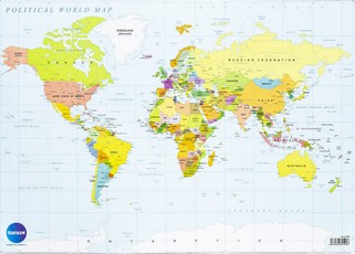 Stalo kilimėlis „Pasaulio žemėlapis“, 59,4 x 42 cm