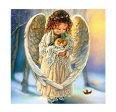 Deimantinė mozaika - Angelas su kačiuku