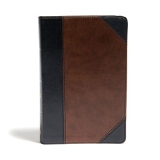 CSB Large Print Personal Size Reference Bible, Black/Brown Leathertouch
