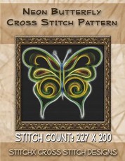 Neon Butterfly Cross Stitch Pattern