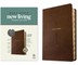 NLT Large Print Thinline Center-Column Reference Bible, Filament Enabled (Leatherlike, Brown Holy Cross, Indexed, Red Letter)