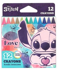 Vaškinės kreidelės DISNEY „Stitch Pastel“, 12 vnt.