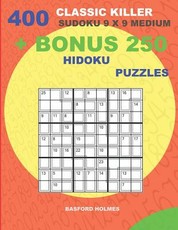 400 classic Killer sudoku 9 x 9 MEDIUM + BONUS 250 Hidoku puzzles