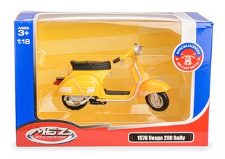 1976 metų VESPA 200 Rally, geltona, modelis 1:18