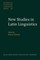 New Studies in Latin Linguistics