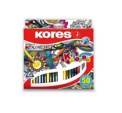 Spalvoti pieštukai KORES 50 sp. tinka meno terapijai