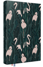 Užrašinė FLAMINGAI. Itin kokybiška ir jauki užrašų knygelė su nuotaikingu viršeliu, puslapiais taškeliais ir dviem skiriamosiomis juostelėmis