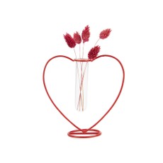 Vaza „Love Silhouette“, raudona, metalas/stiklas, 15 cm