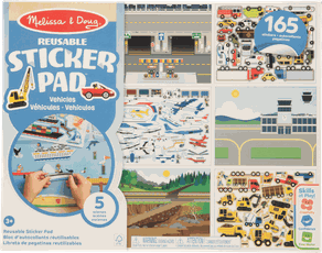 MELISSA & DOUG Daugkartinio naudojimo lipdukų knygelė „Transporto priemonės“