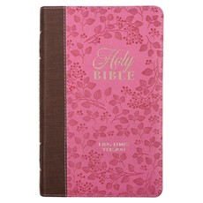 KJV Holy Bible, Giant Print Standard Size Faux Leather Red Letter Edition - Thumb Index & Ribbon Marker, King James Version, Brown/Pink Berry
