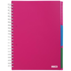 Sąsiuvinis su spirale, plastikiniu viršeliu BRIGHT A4 120lap., lang., rausvas