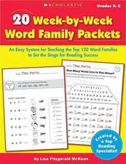 20 Week-By-Week Word Family Packets