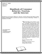 Mills, J: Handbook of Consumer Behavior, Tourism, and the In