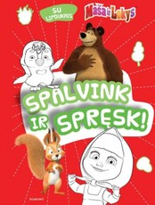 Maša ir Lokys. Spalvink ir spręsk su lipdukais